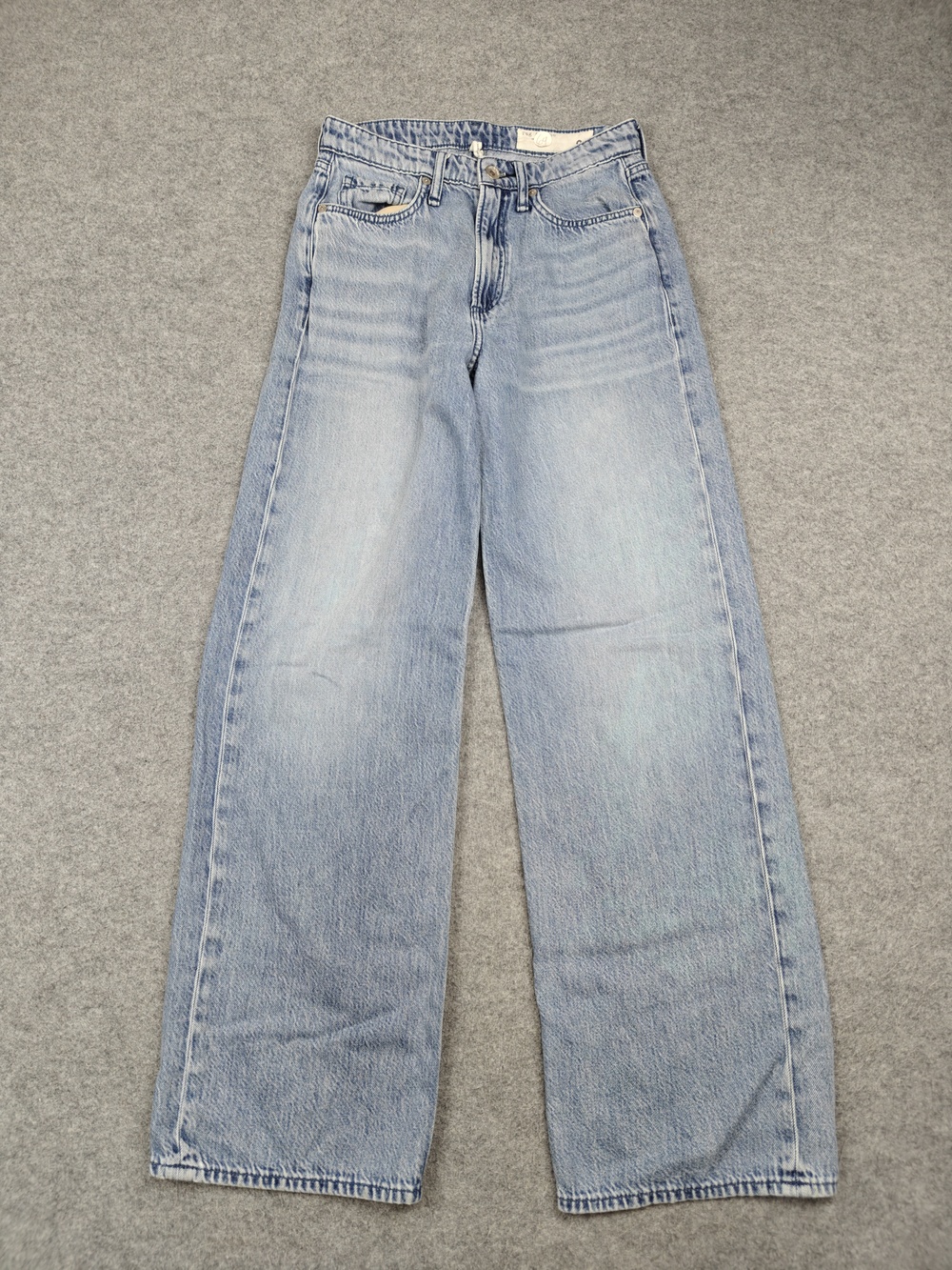Rag & Bone Jeans Womens 24 Blue Wide-Leg Mid Rise Light Wash Relaxed 5-Pocket